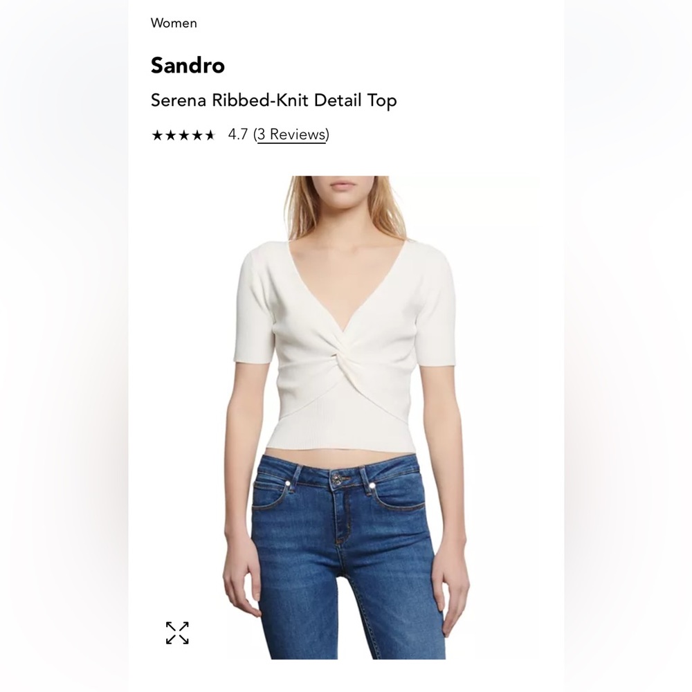 Sandro Serena rib knit white top